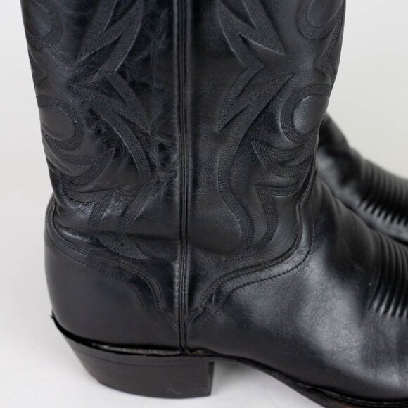 El Dorado Handmade Boot Men's Black Leather Western Cowboy Boots Size 10.5 - Picture 9 of 16
